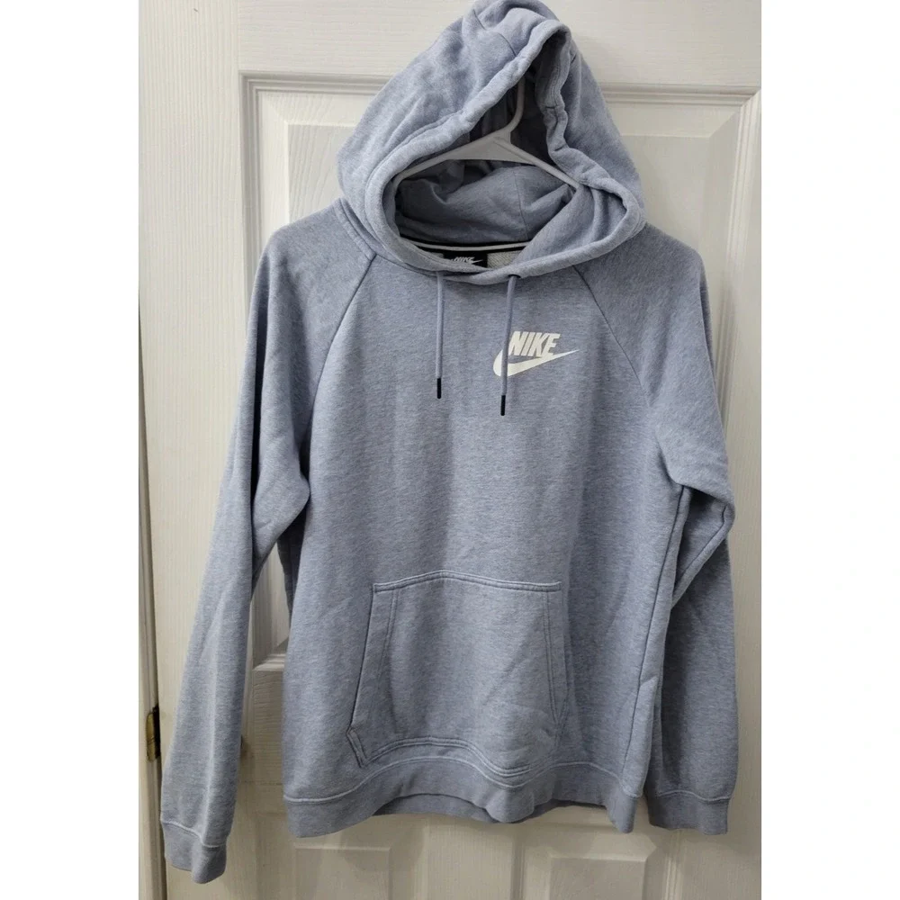 Nike Women's Small Pullover Hoodie Sweatshirt Heathered Blue Gray EUC